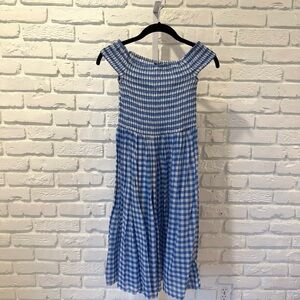 J.Crew Blue Gingham Smocked Midi Dress – XS